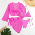 Conjunto Biquíni Rosa 4 Peças – Cintura Alta | Pop Style