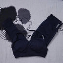 Conjunto Fitness Feminino Seamless 2 Peças – Legging Cintura Alta + Top Esportivo | Yoga, Treino e Academia