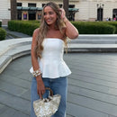 KONDALA Sexy Butter Yellow Cami Ruffles Tube Top Women Fashion 2025 Summer Strapless Y2K Girl Streetwear Tops Holiday Party Tops