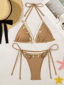 Biquíni Franja Solar – Conjunto 2 Peças Sem Aro com Bojo e Detalhe em Tassel