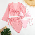 Conjunto Biquíni Rosa 4 Peças – Cintura Alta | Pop Style