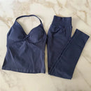 Conjunto Fitness Feminino Seamless 2 Peças – Legging Cintura Alta + Top Esportivo | Yoga, Treino e Academia