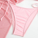 Conjunto Biquíni Rosa 4 Peças – Cintura Alta | Pop Style