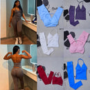 Conjunto Fitness Feminino Seamless 2 Peças – Legging Cintura Alta + Top Esportivo | Yoga, Treino e Academia